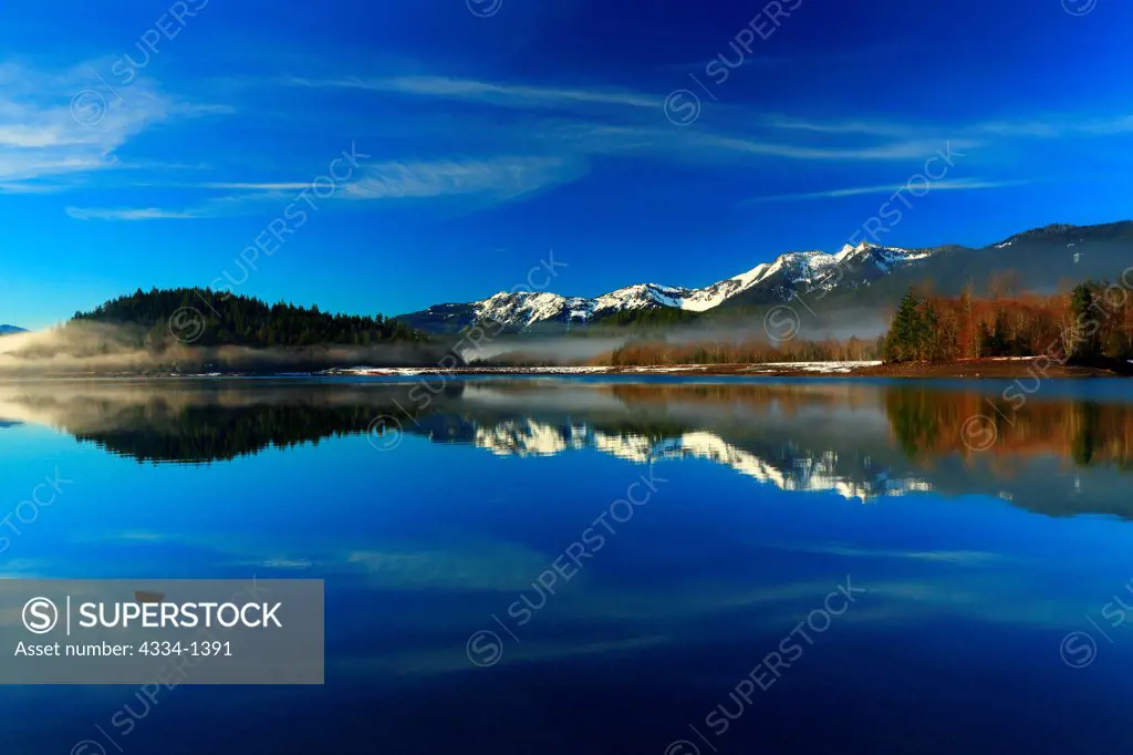 Reflection of a mountain range in a lake, Baker Lake, Mt Baker-Snoqualmie National Forest, Washington State, USA