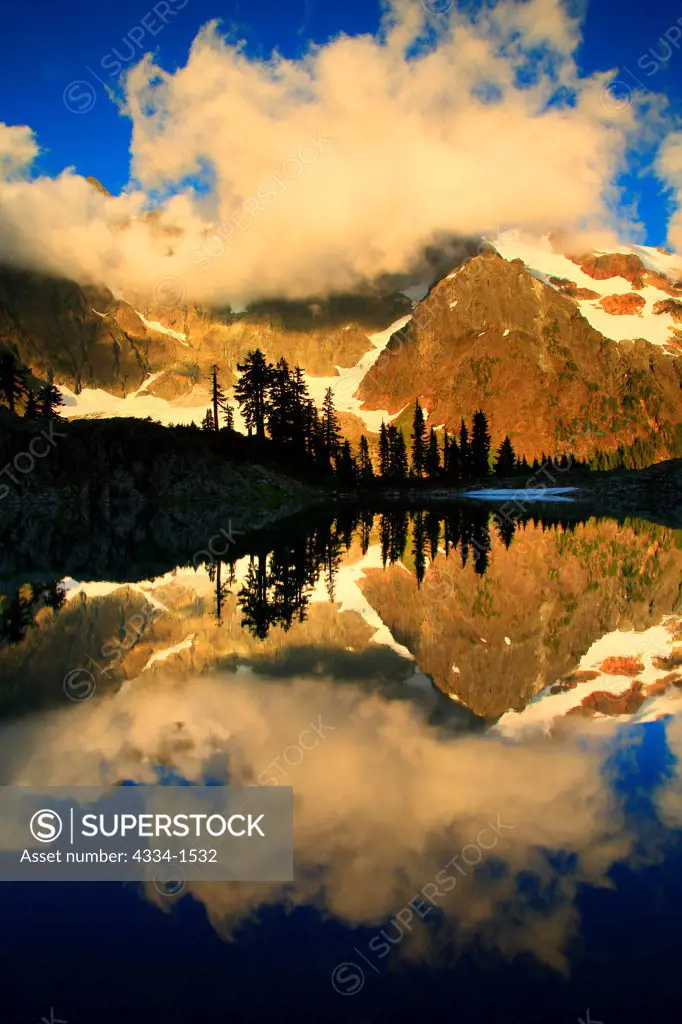 Arm of Mt Shuksan Reflected in Lake Ann, Mt Baker Wilderness, Washington State, USA