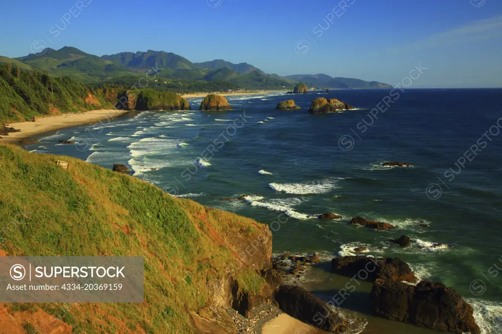 View Down Cannon Beach and the Oregon Coast From Ecola State Park in Oregon 