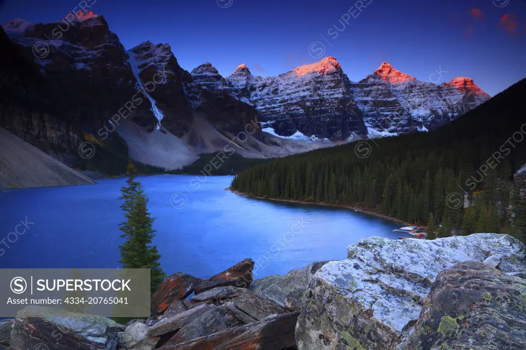 Sunrise Over Moraine Lake and the Ten Peaks in Banff National Park in Alberta Canada