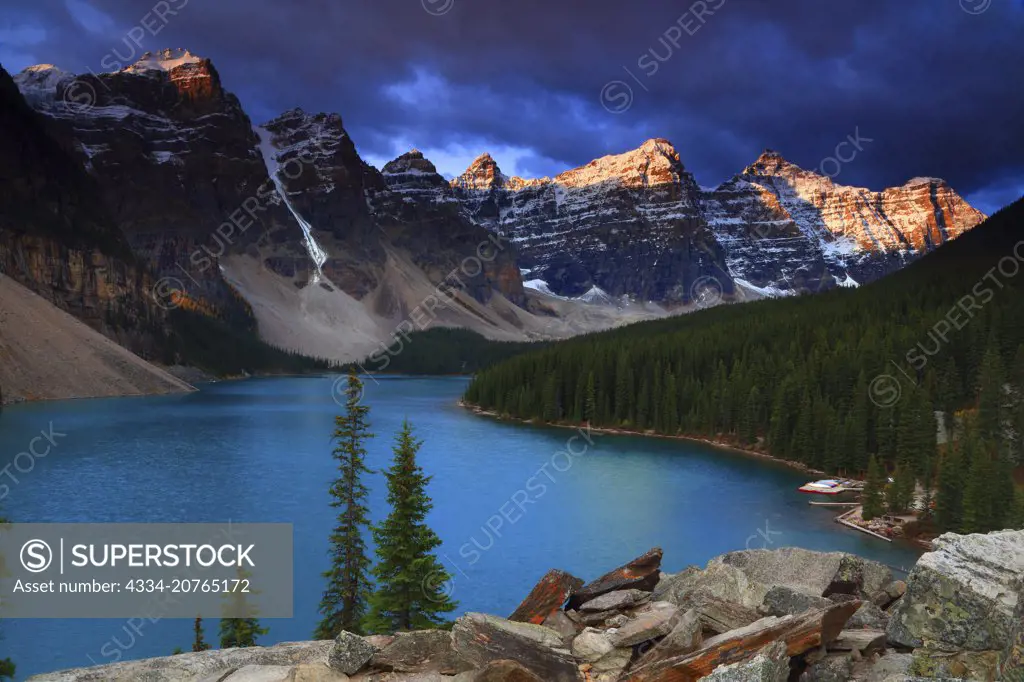 Sunrise Over Moraine Lake and the Ten Peaks in Banff National Park in Alberta Canada