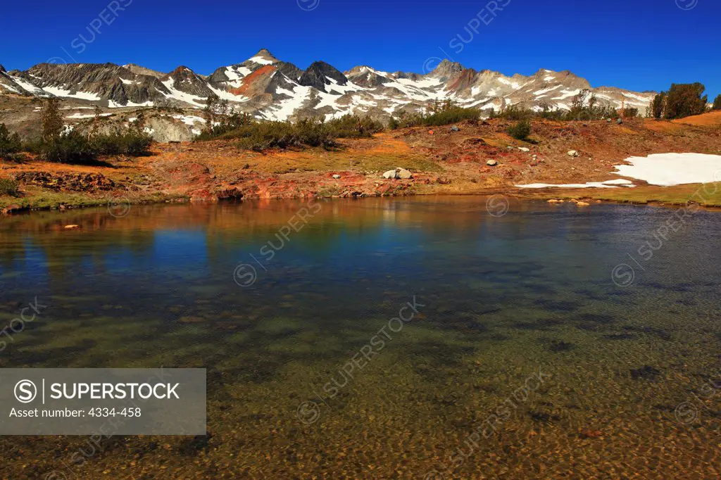 Ritter Range and an unnamed lake in the Ansel Adams Wilderness, California.