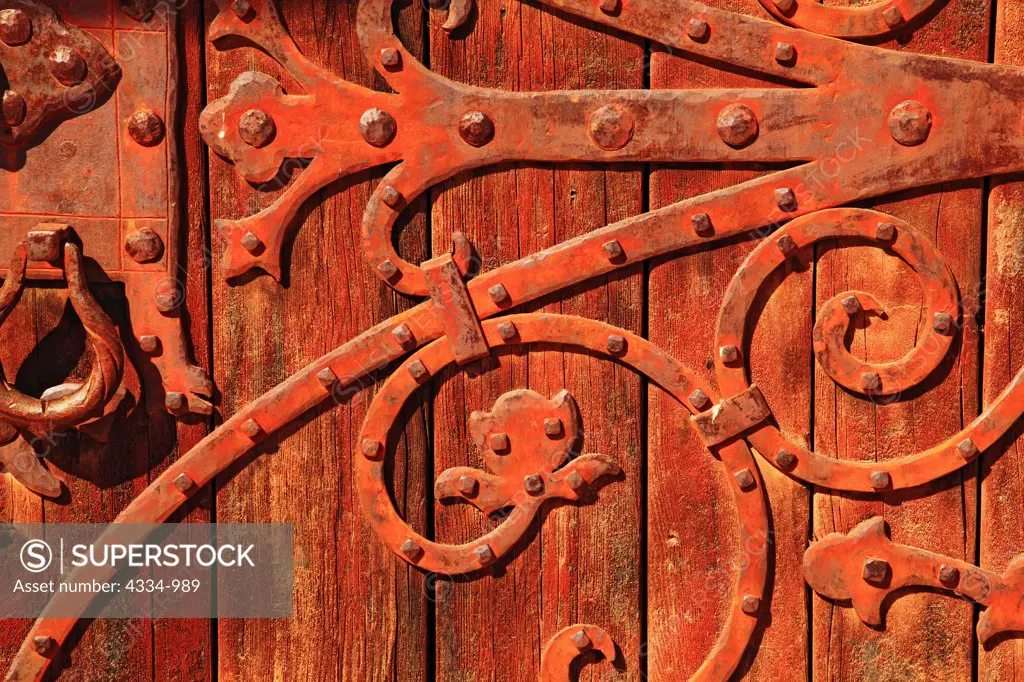 Iron Scrollwork on Wooden Gate at Scotty's Castle