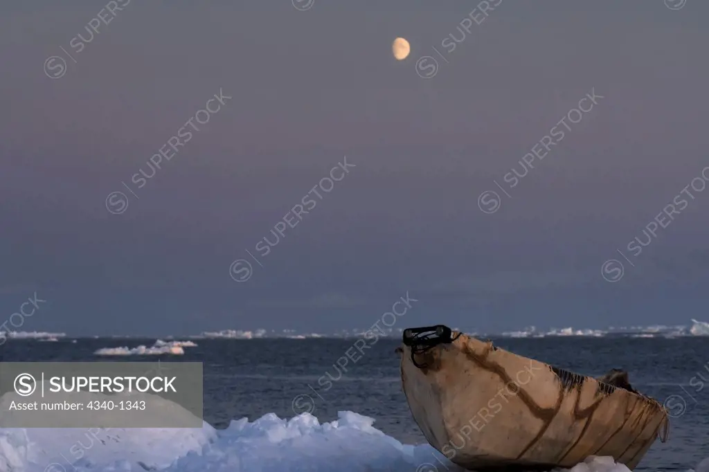 Inupiaq Whaling Boat on the Pack Ice over the Chukchi Sea