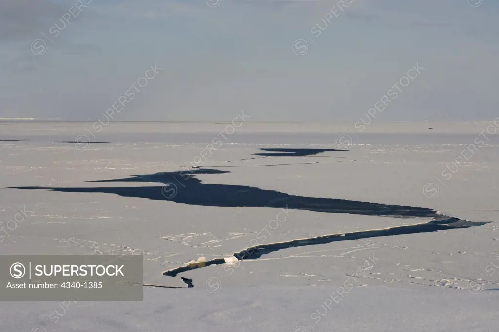 Open Lead Forming in Pack Ice Over the Chukchi Sea