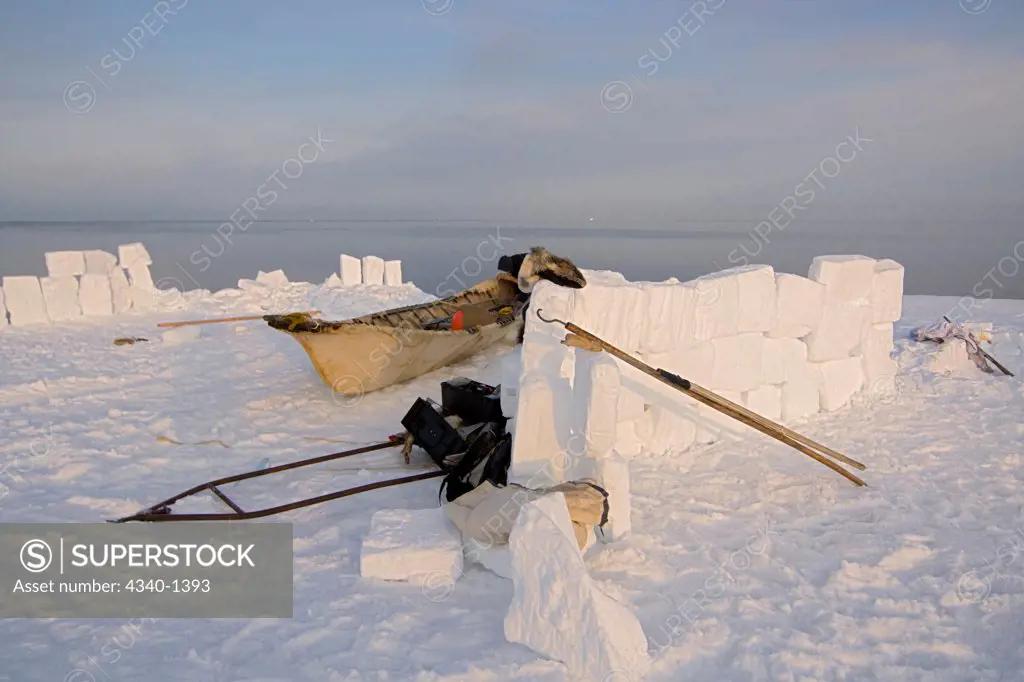 Ice Wall Hides an Inupiaq Whaling Boat, Chukchi Sea