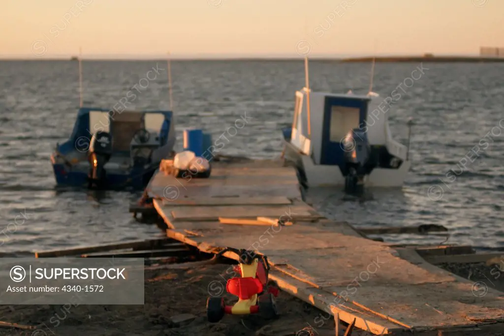 Boats Docked at an Arctic Inupiaq Village