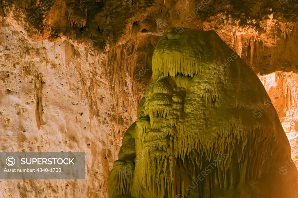 The Cave Man formation in the wondrous 8.2-acre Big Room cave, 750 feet into the earth, Carlsbad Caverns National Park, Chihuahuan Desert, New Mexico.