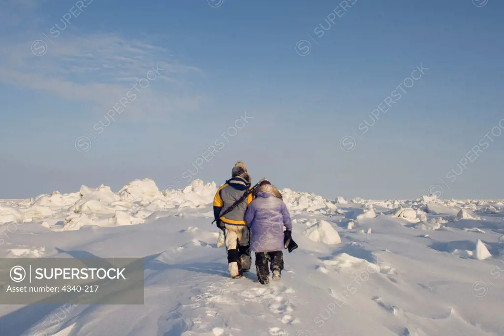 Inupiat Couple On the Frozen Arctic Ocean
