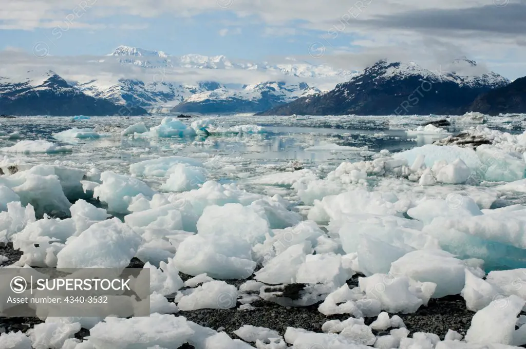 Icebergs on the beach, Columbia Glacier, Chugach National Forest, Prince William Sound, Alaska, USA