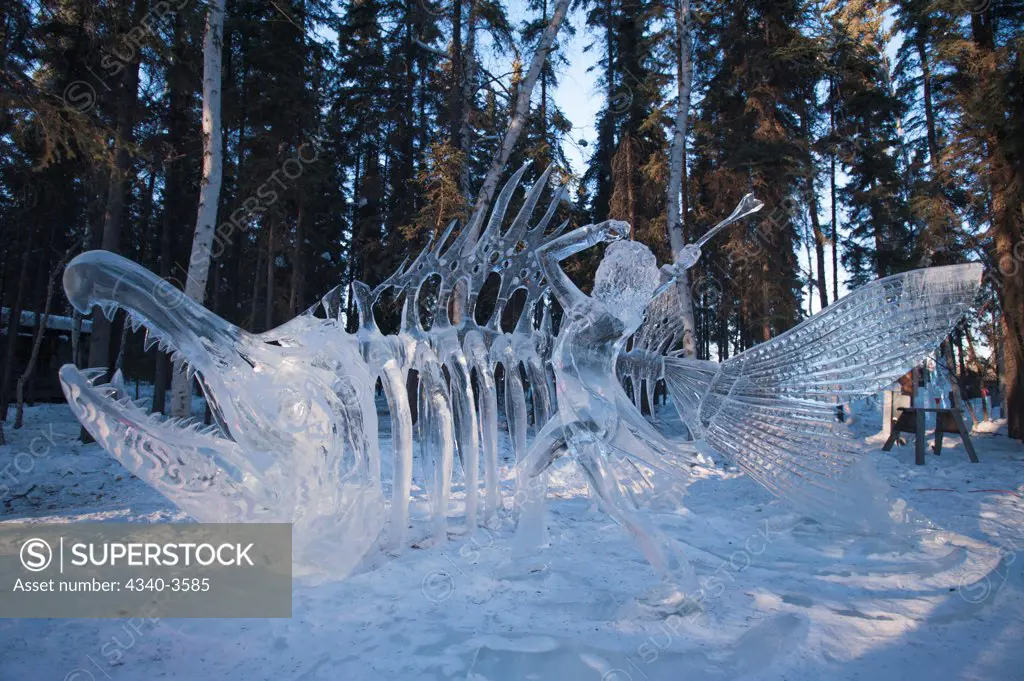 Alaska, Fairbanks, World Ice Art Championships, Ice sculptures on display