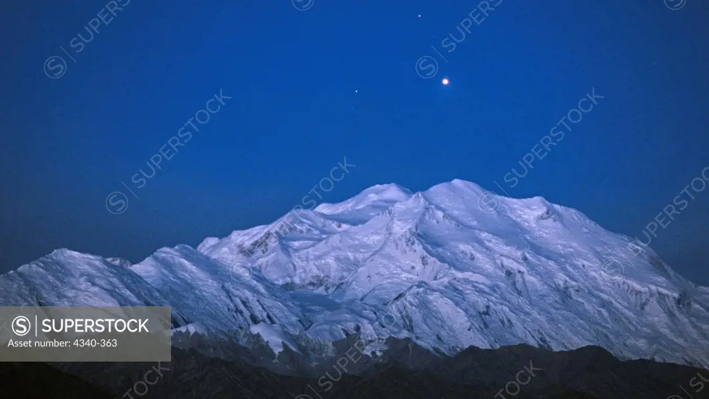 Planet Mars Visible Over Mount McKinley