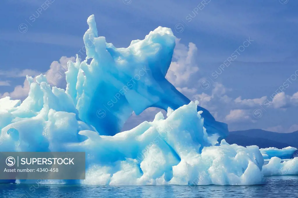 Blue Iceberg Adrift in Bear Glacier Lake
