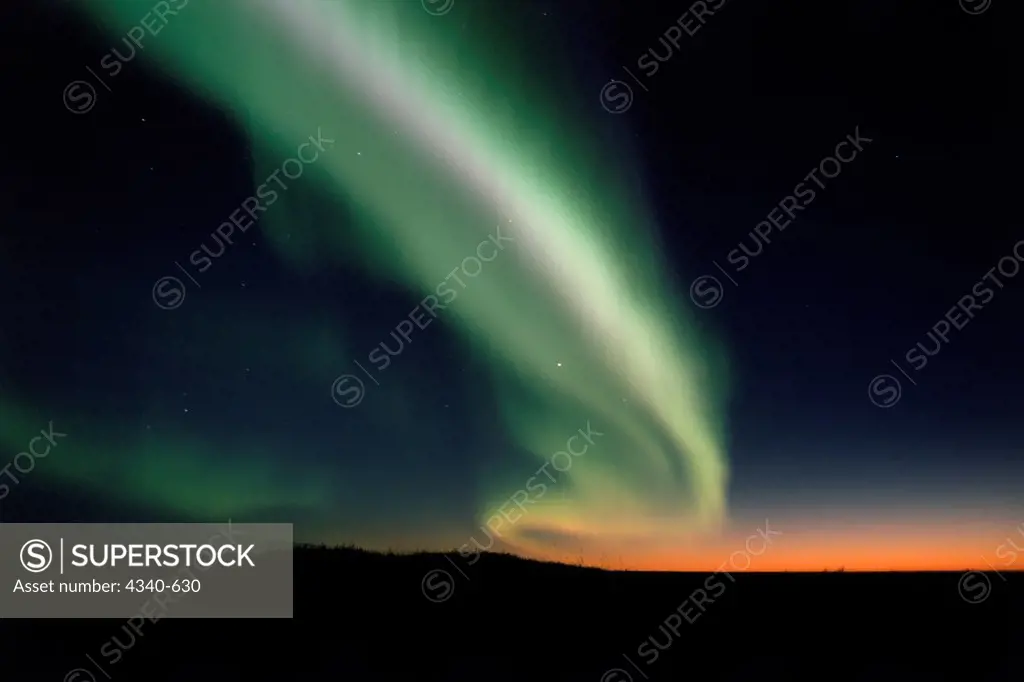Northern Lights Over the North Slope of the Brooks Range at Sunset