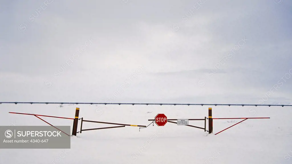 Closed Gate On a Trans-Alaskan Pipeline System Access Road