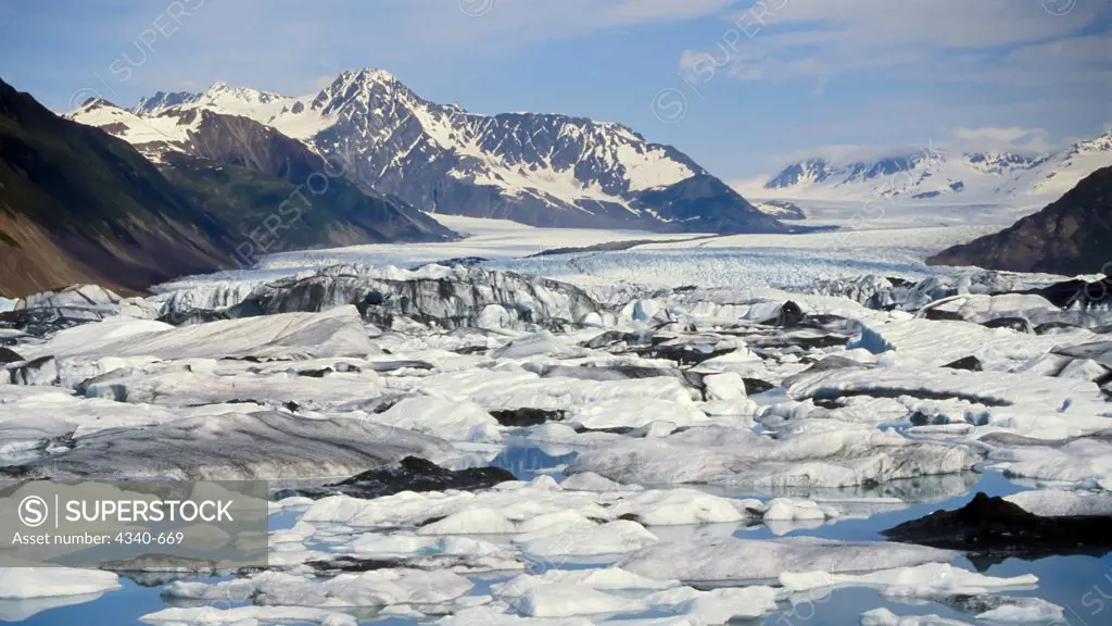 Landscape of Icebergs Calved From Bear Glacier