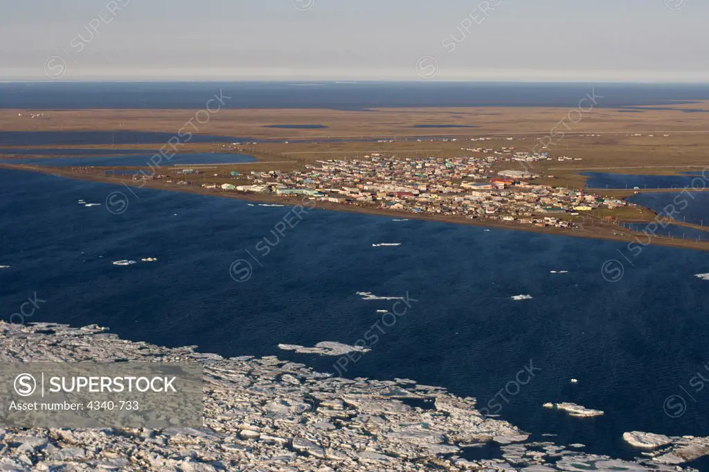Spring Breakup of Shorefast Ice Off the Village of Barrow