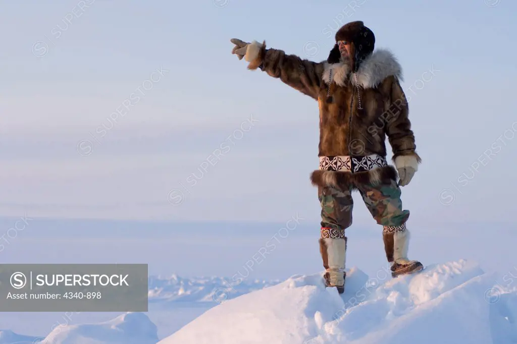 An Inupiaq Man in Traditional Clothing