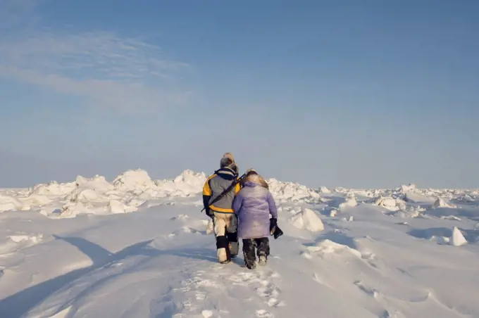 Inupiat Couple On the Frozen Arctic Ocean