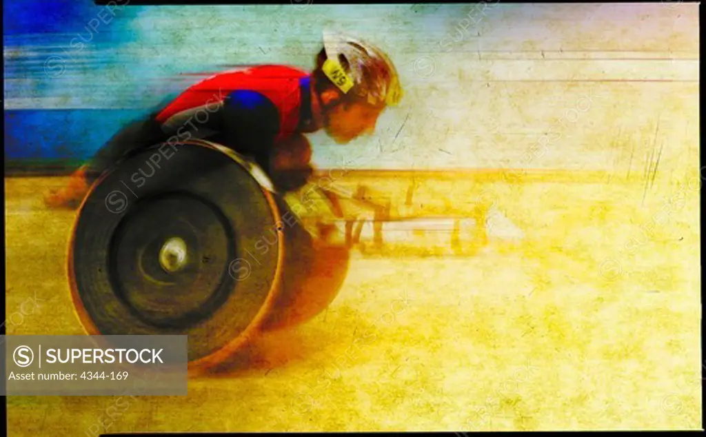 Photo Illustration of a Wheelchair Athlete Racing