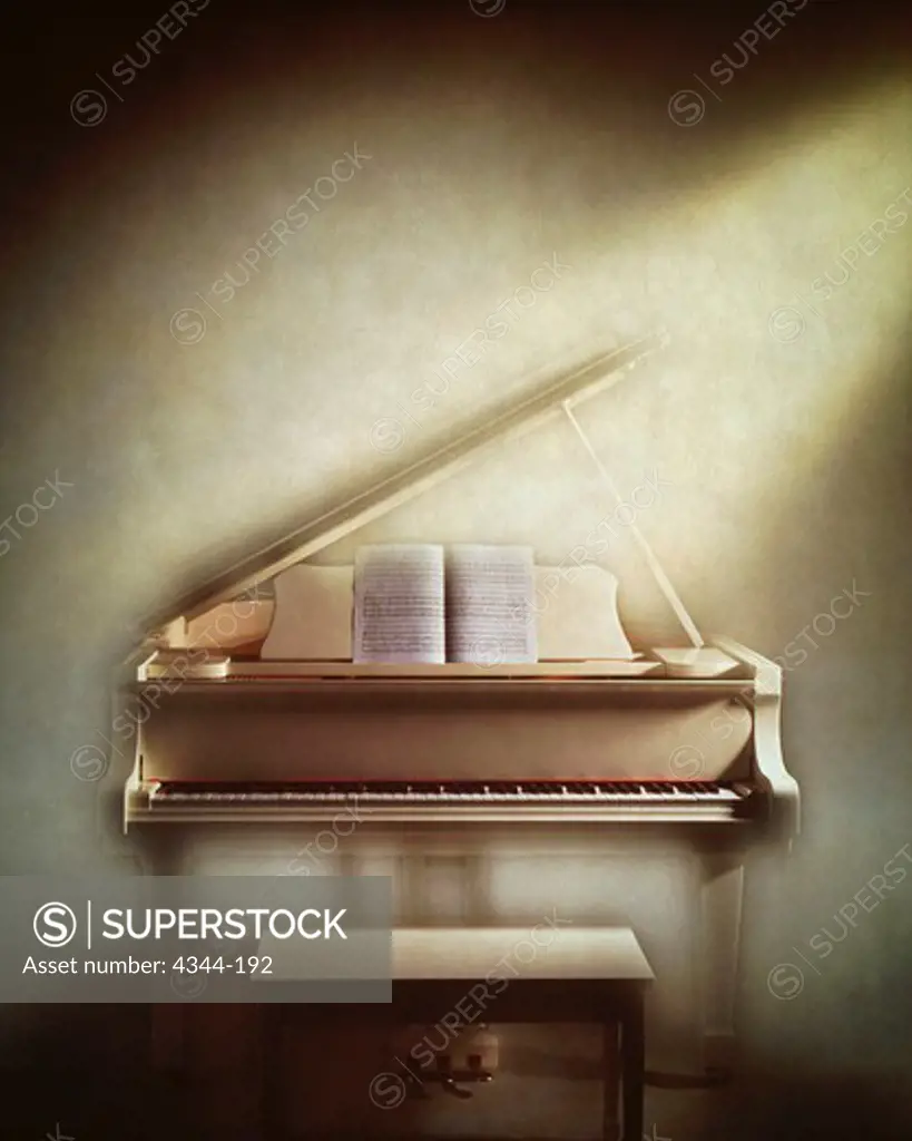 Photo Illustration of a White Grand Piano