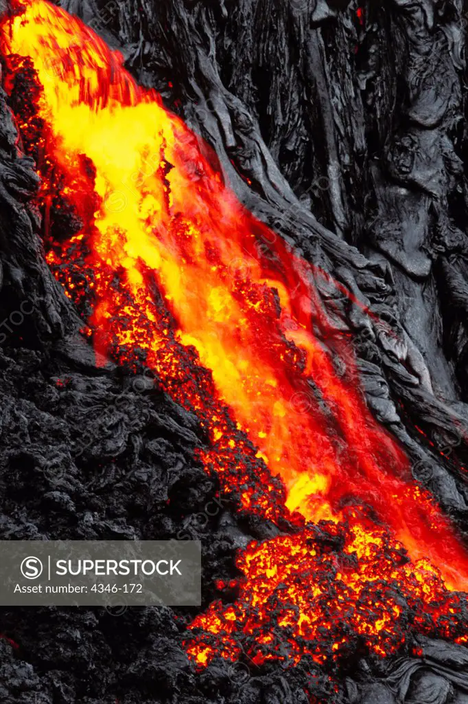 Lava Flowing Over a Sea Cliff