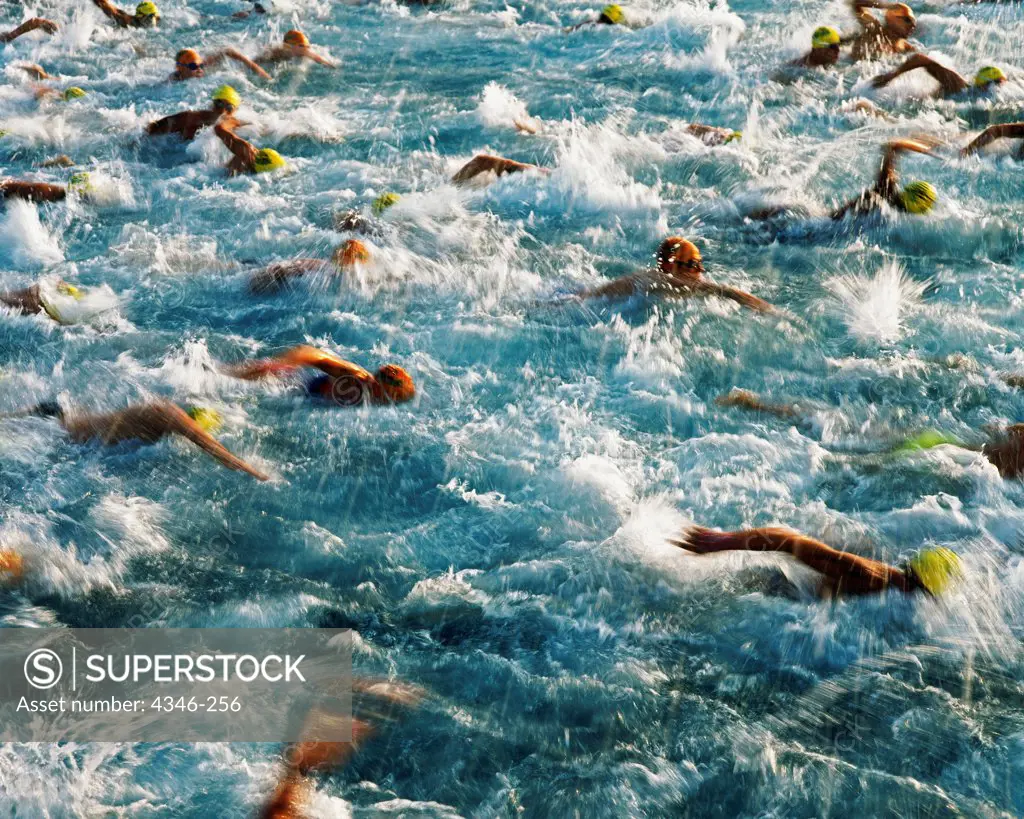 Swimmers in a Triathlon