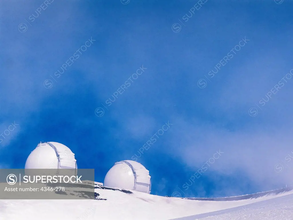 The Keck Observatory Atop Snow-Covered Mauna Kea, Hawaii