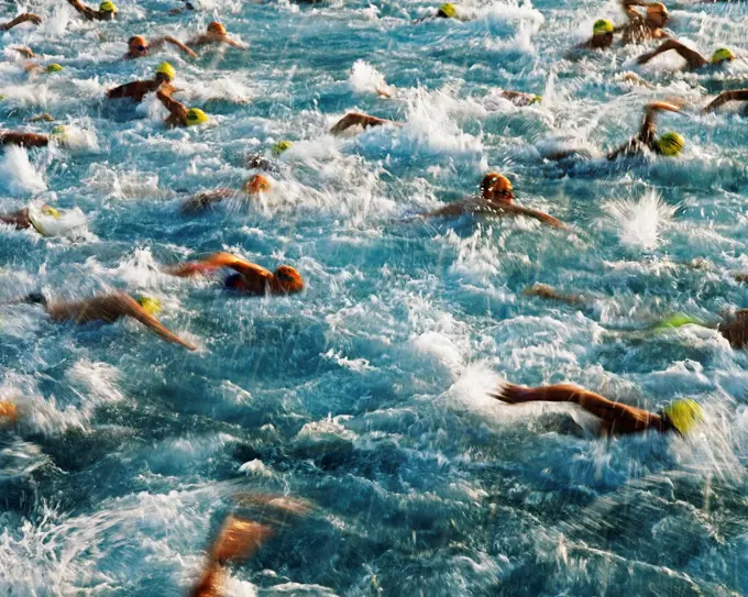 Swimmers in a Triathlon