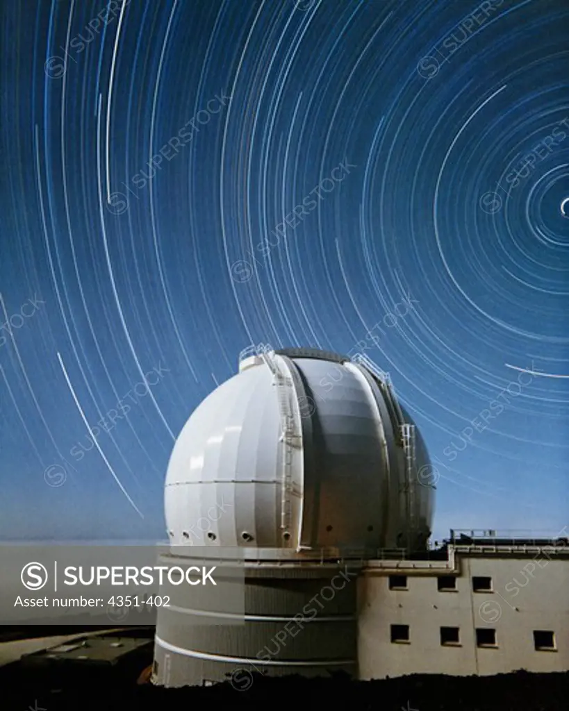 Star Trails Over Observatory