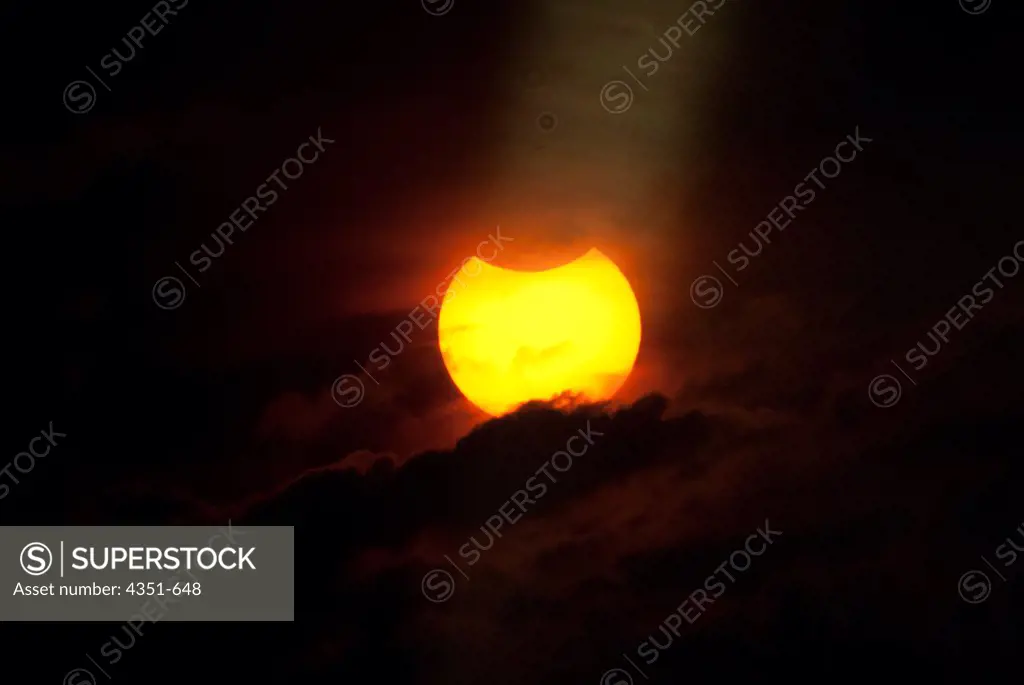 Australia, Total solar eclipse, start of event showing partial eclipse