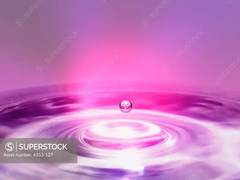 Pink Water Droplet with Ripple