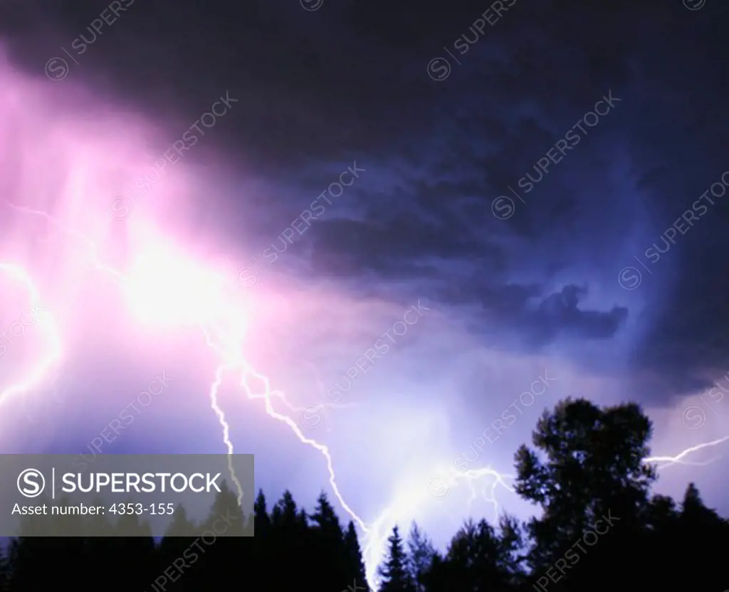 Lightning Bolt with Clouds & Foliage