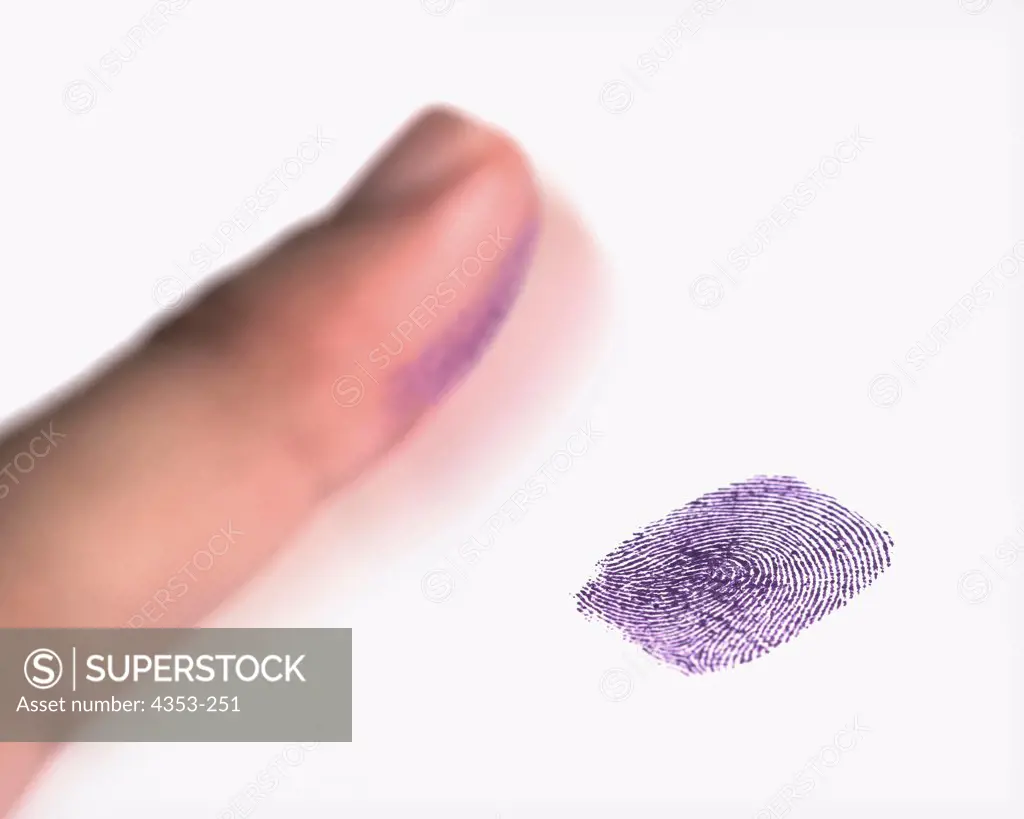 Finger Leaving an Inked Fingerprint