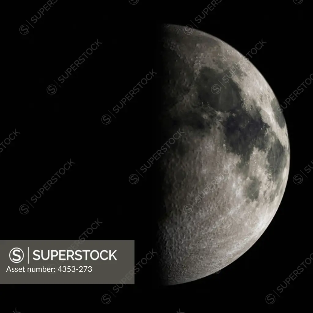 Digital Illustration of a First Quarter Moon