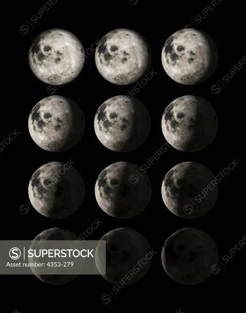 Digital Illustration of the Phases of the Moon From a Non-Standard Point of View
