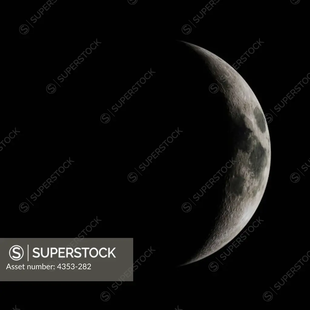 Digital Illustration of a Waxing Crescent Moon