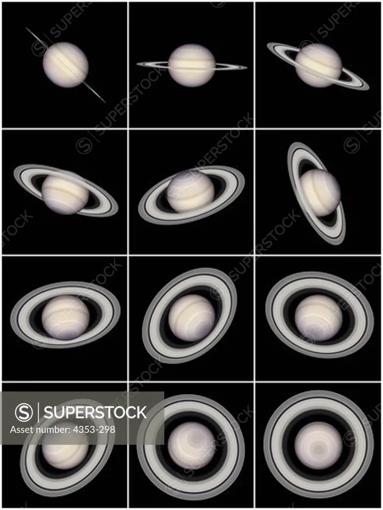 Digital Illustration of Saturn's Appearance From Different Angles