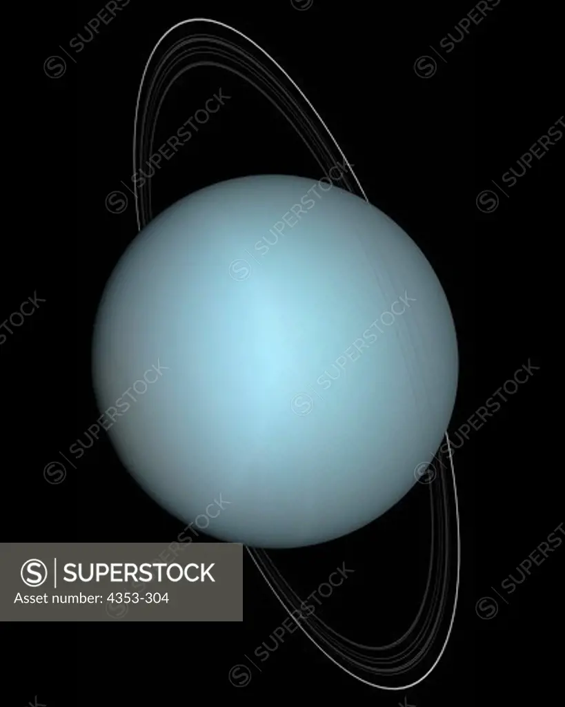 Digital Illustration of the Planet Uranus Showing Its Faint Rings
