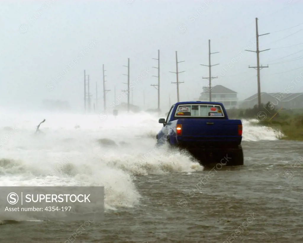 A Motorist Trapped by Storm Surge
