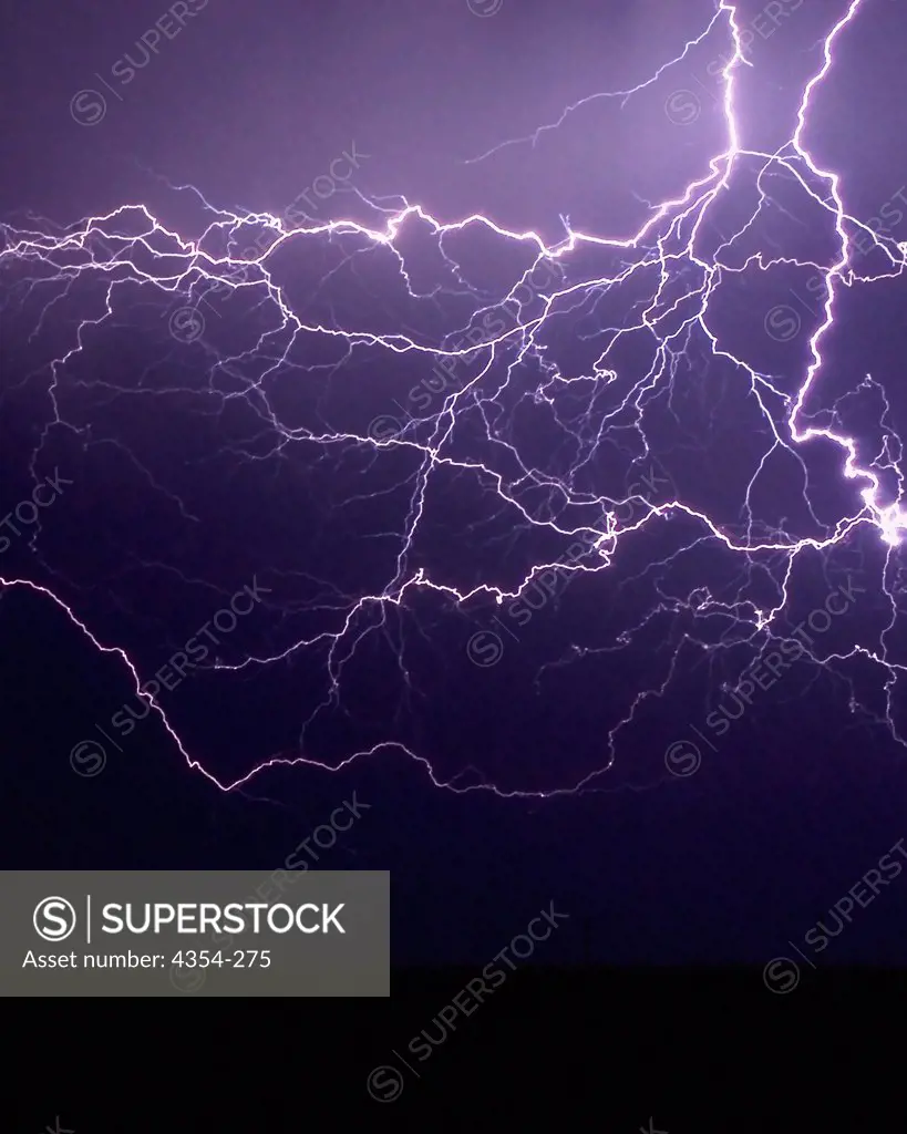 Multiple Cloud To Cloud Lightning Bolts During a Night Thunderstorm