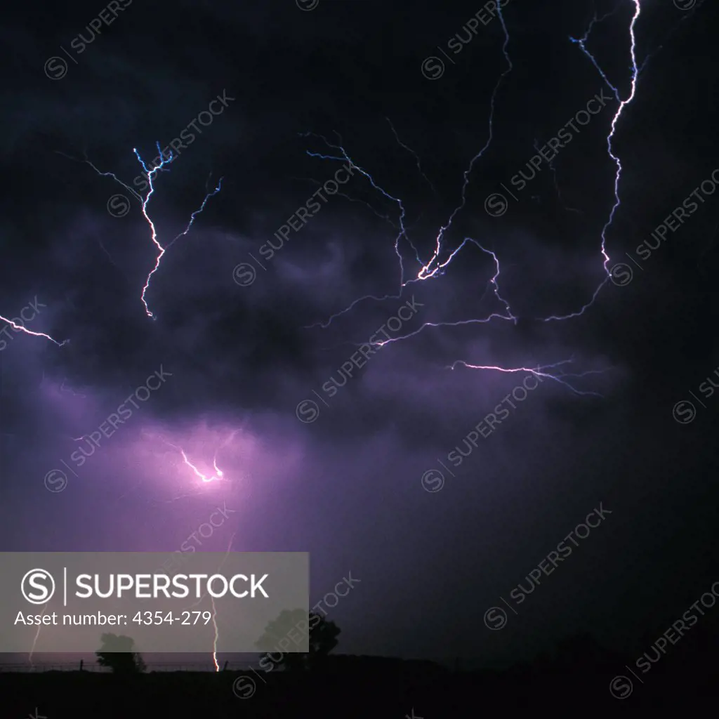 Cloud To Cloud Crawlers and Cloud To Ground Lightning Bolts Light Up the Night Sky