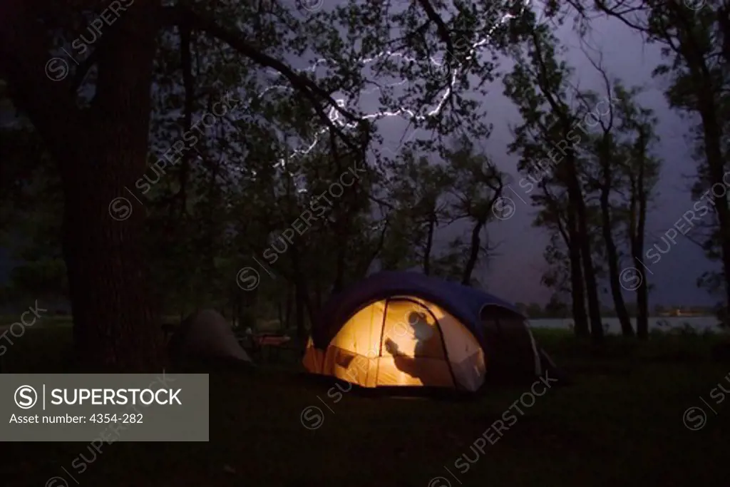 Lightning Strikes Near a Campground and Tent