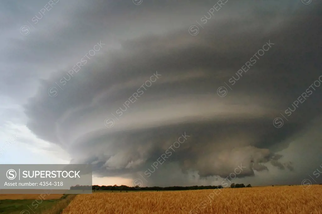 Threatening Tornadic Thunderstorm Over Farmland
