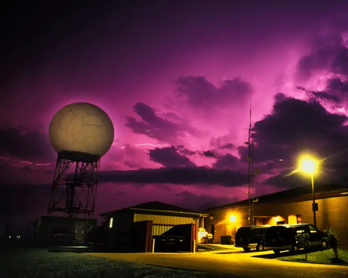 Lightning Over The National Weather Service Station