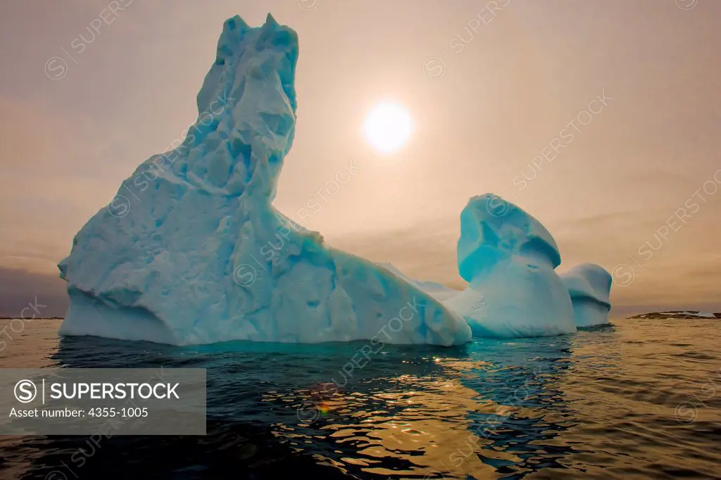 Blue Icebergs in Pleaneau Bay, Antarctica
