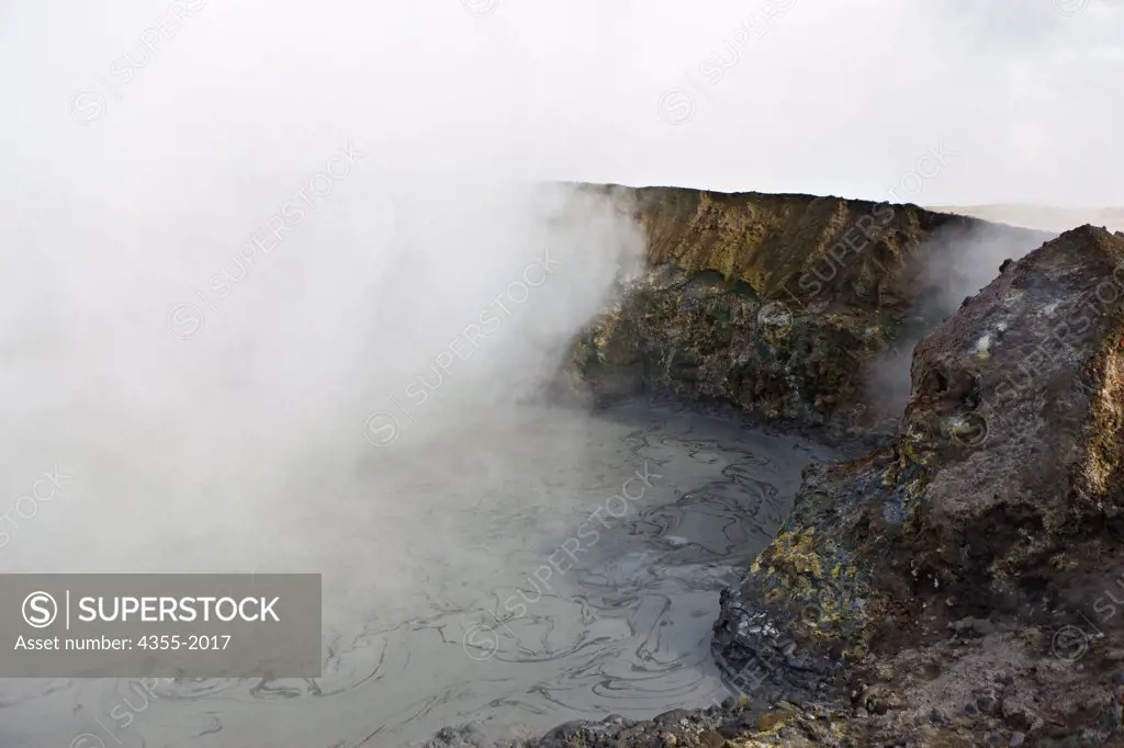 Bubbling mud in a geothermal area near Reykjanesvirkjun