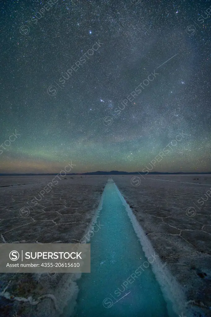The Salinas Grandes is a large salt flat in Atacama Desert of Argentina.