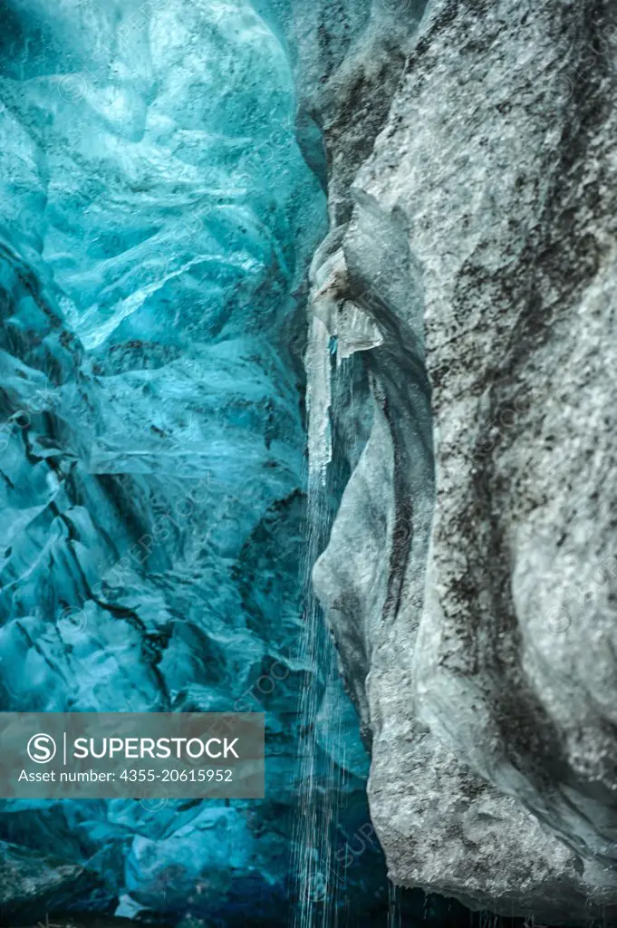 Inside an ice cave on the Breidamerkurjokull glacier in Iceland