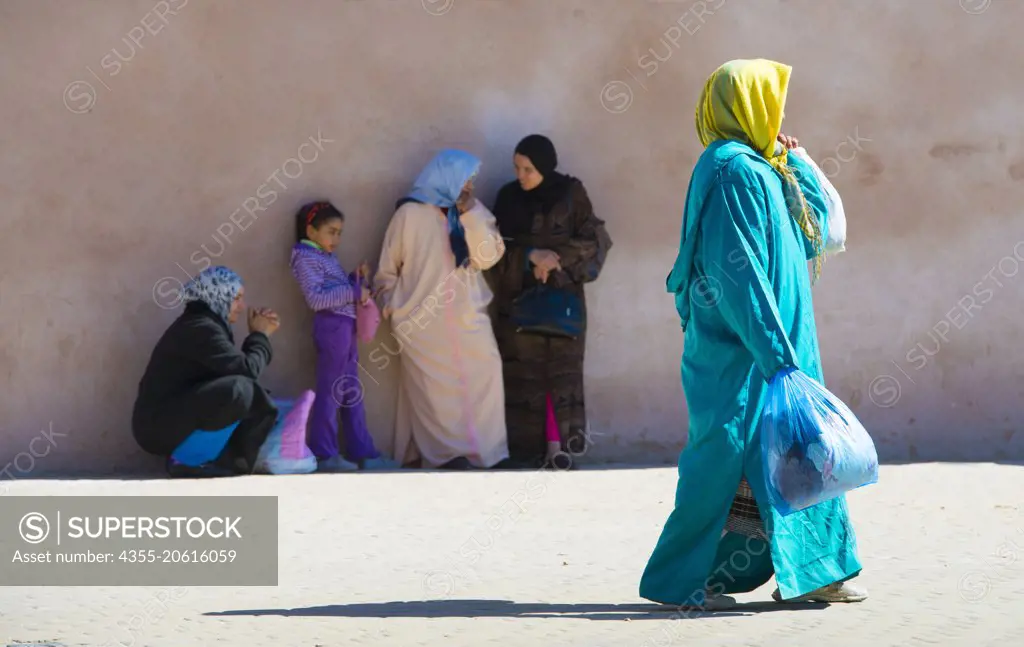 Traditional Muslim dress in Meknes, Morocco